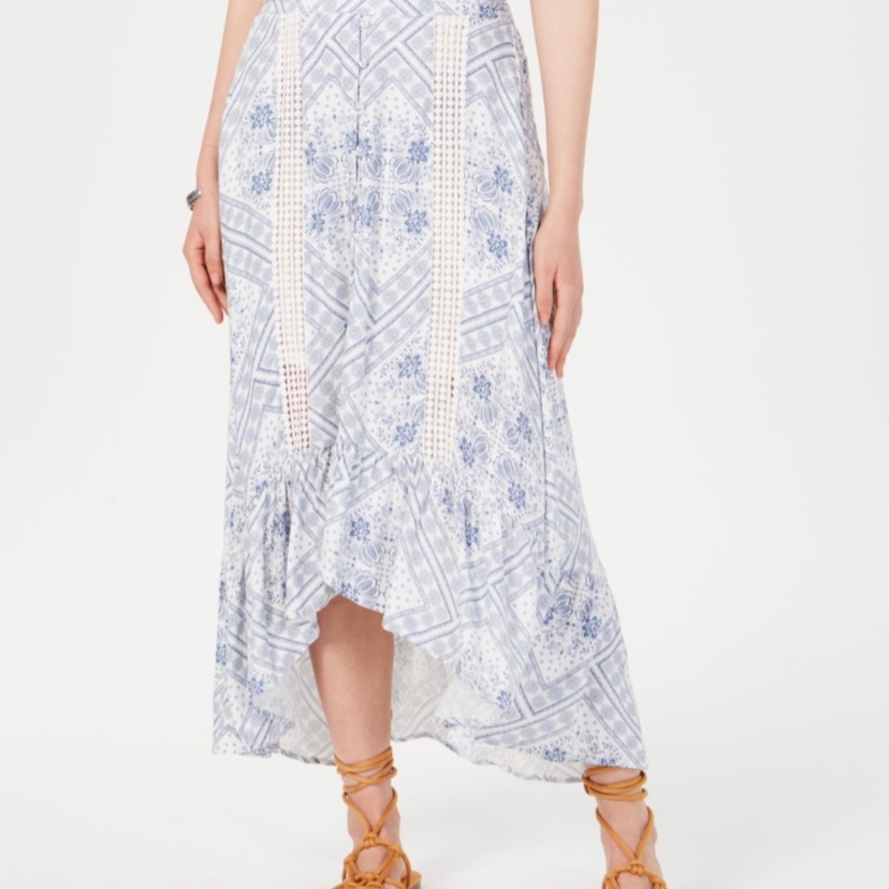 Blue and White high-low max skirt